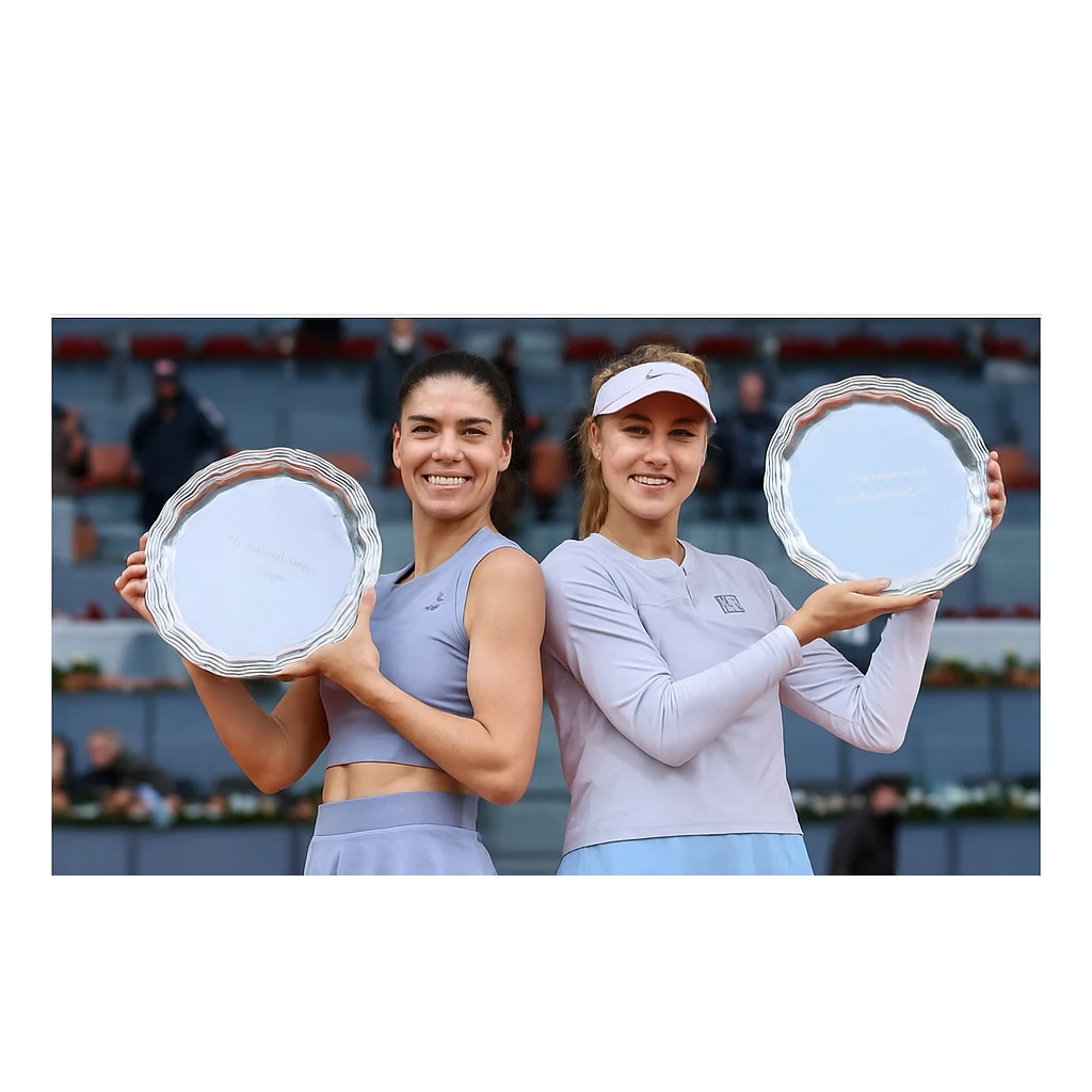 Imagine articol despre Sorana Cîrstea și Anna Kalinskaya – Campioane la dublu în turneul WTA 1000 de la Madrid!