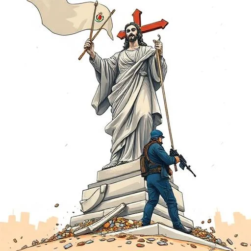 Controversa vandalizării unei statui a lui Iisus de către un soldat israelian în Liban